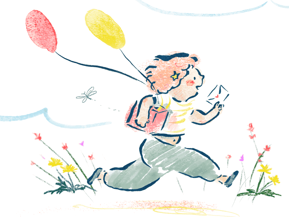 Running girl illustration by Risa Kusumoto